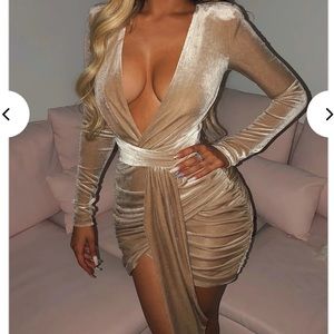 Nude suede mini dress BABY BOO fashion